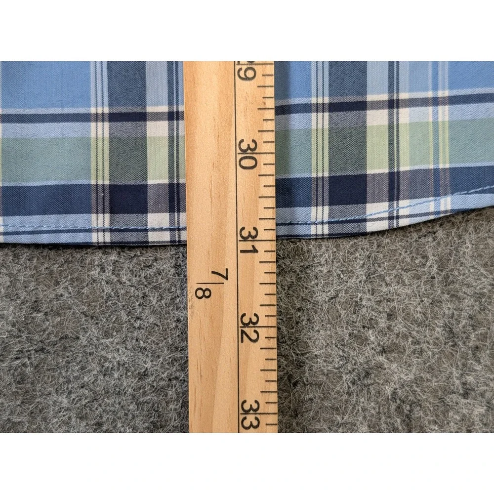 Pacific Outfitters Mens XL Active Stretch Blue Plaid Hiking Shirt Long Sleeve